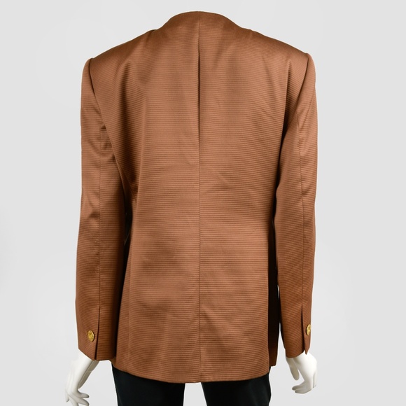 LOUIS FERAUD Rusty Bronze and Black Cotton Jacket Blazer US 14 Made in Germany - Picture 4 of 9